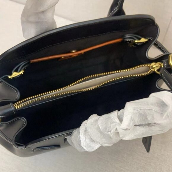 Coach Black Leather Satchel Handbag with Detachable Crossbody Strap - Picture 6 of 9